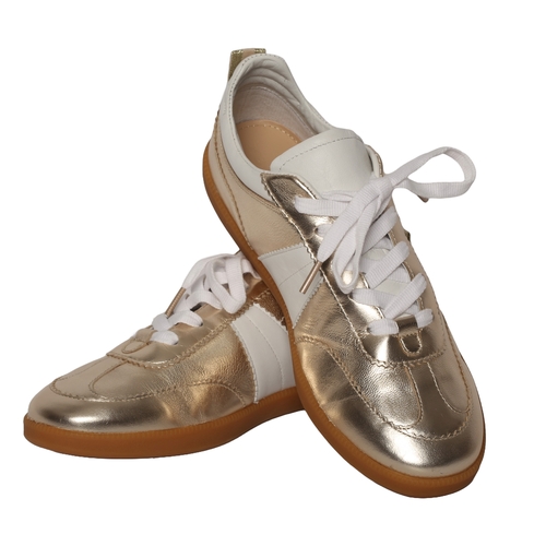 163 - New Boden Gold and White Lace-up Pumps/Trainers. Size 40. In unused, excellent condition.