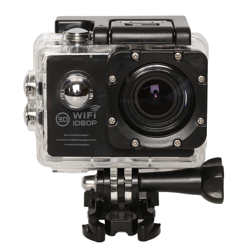 34 - Odrvm Wifi 1080P Action Camera. In mount with case and accessories.