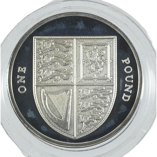 191 - Elizabeth II Shield of the Royal Arms £1 Silver Proof Coin. 2009. In presentation box.