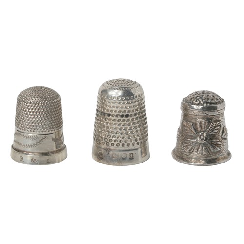 93 - Collection of Three Interesting Thimbles:
1 - Could be Birmingham 1903 but unclear mark. Stamped 'SE... 