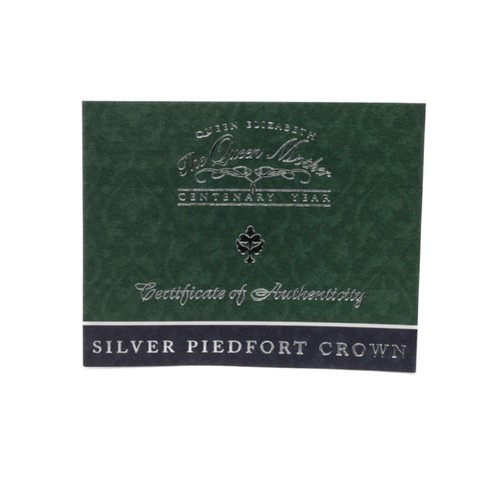 200 - Elizabeth II Silver Piedfort Centenary Crown. 2000. Queen Elizabeth The Queen Mother Centenary Year,... 