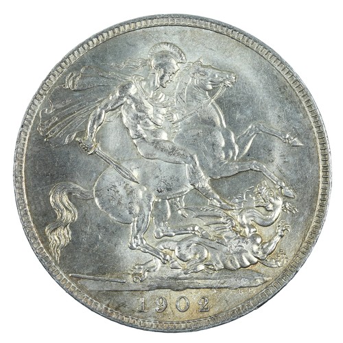 91 - Edward VII, Crown. 1902. Bare head and St George and the dragon. Choice almost BU with nice toning. ... 