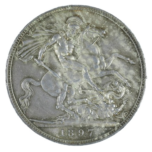 81 - Victoria, Crown. 1897. Old head with edge LX. Choice mint like state & practically as struck. A stun... 