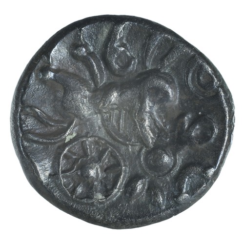 4 - Early Anglo Saxon, Commios (mid to late 1st century BC). Silver Unit. Moon head left, curved ladder ... 