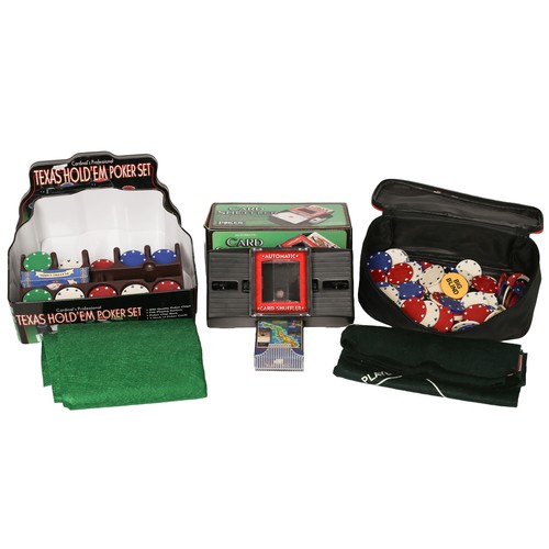 21 - Poker Lot including a Professional Poker Table Top, Card Shuffler and Chips Galore! Collection only.