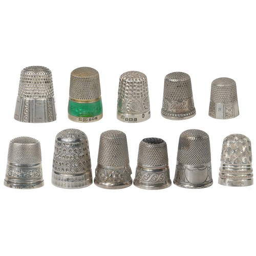 61 - Collection of Silver and White Metal Thimbles including:
1. James Fenton. Birmingham 1923. Punched t... 