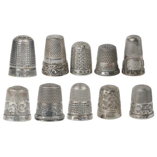 63 - Collection of Silver and White Metal Thimbles including:
1. Marked inside dome with 'S' in shield fo... 