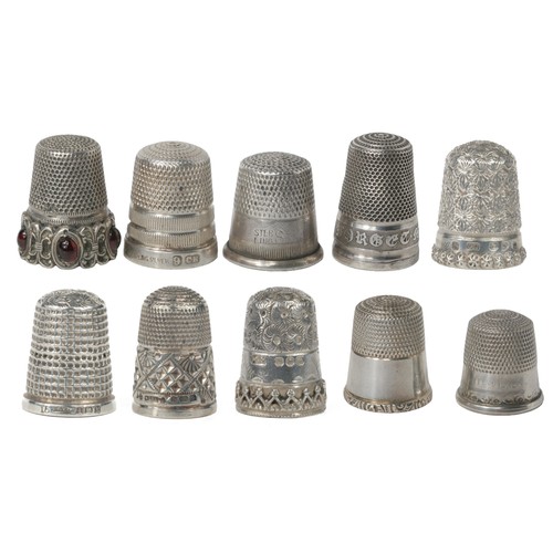 67 - Collection of 10 Sterling Silver and White Metal Thimbles:
1. Charles Horner - marked 'CH' and 'Ster... 