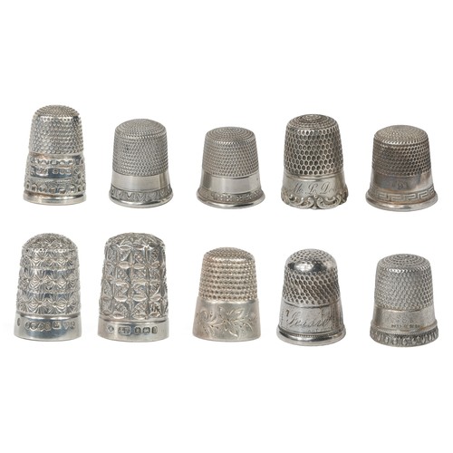 68 - Really Lovely Collection of Silver and White Metal Thimbles including: 
1 - US thimble stamped 'Ster... 