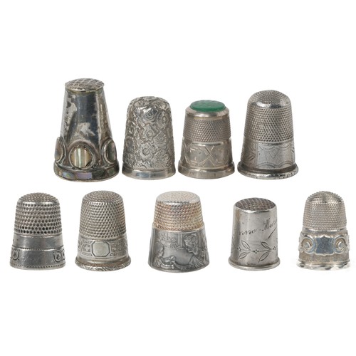 70 - Collection of 9 Silver and White Metal Thimbles including example by James Fenton. 
Includes:
1. Mar... 