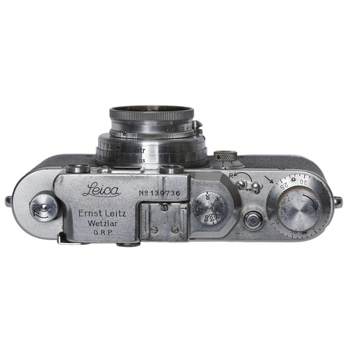 22 - Leica IIIA Camera with Summar 5cm f2 Lens. and ERC. Camera body no. 139736. Lens no. 420427. Camera ... 