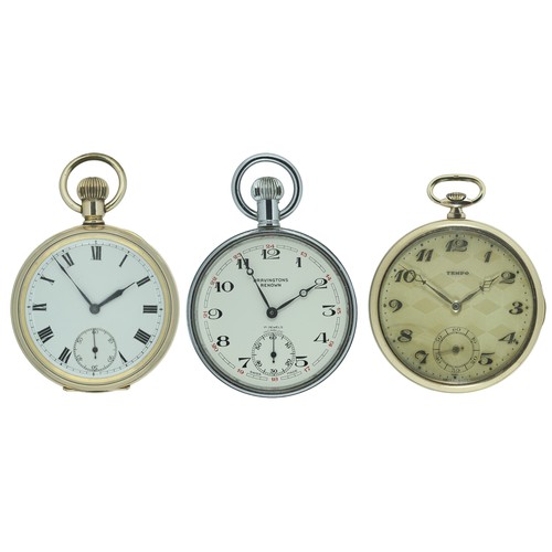 146 - 3 x Pocket Watches including:
Gold-plated Swiss 16 jewel unbranded pocket watch
Bravingtons Renown S... 