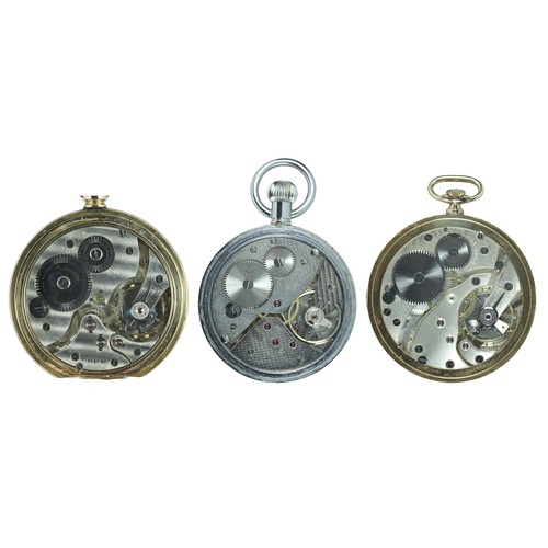 146 - 3 x Pocket Watches including:
Gold-plated Swiss 16 jewel unbranded pocket watch
Bravingtons Renown S... 