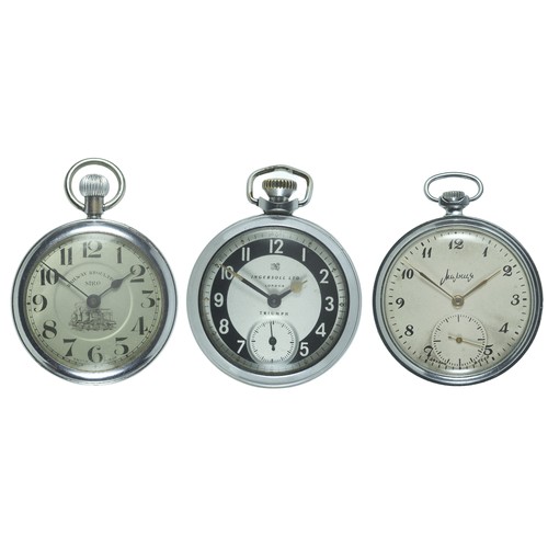 150 - 3 x Pocket Watches. Including:
Siro Railway Regulator Swiss made watch
Ingersoll Triumph Deco-style ... 