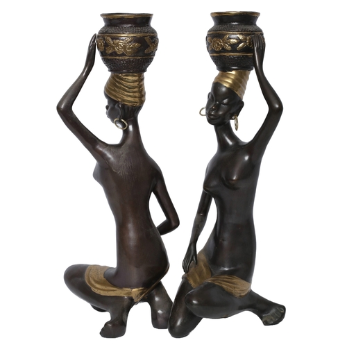 37 - Pair of Metal African Lady Figurines. Approx 35cm tall.