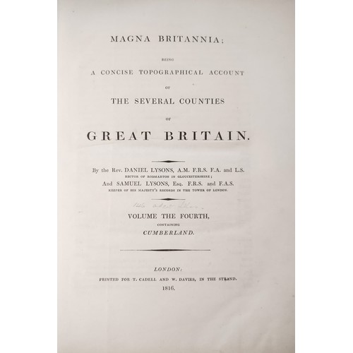 27 - Volumes I & II of Lyson's History of Cumberland. Leather bound, 1816. Some plates removed.