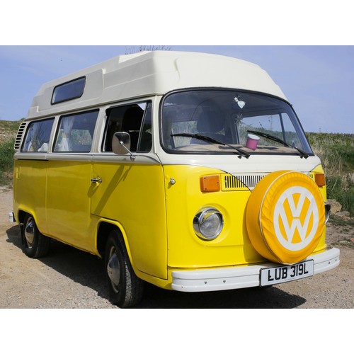 1973 Volkswagon T2 (Bay Window) Campervan. Viewing opportunity: Saturday 24th May between 1pm and 3pm at Brilliant Auctions.
Reg LUB 319L. Date of registration 01/01/1973
Details:
Model Motor Caravan
Taxation Class Historic Vehicle
Fuel Type Petrol
Cylinder Capacity 1584 CC
Colour Yellow and White
Transmission Manual 

Olive, aka Little Miss Sunshine, is a 1973 Volkswagen T2 Campervan 1.6 She is tax and MOT exempt under Historic (classic) vehicles. Classic insurance applies.

Includes:
King Size full width Rock n Roll Bed
Newly fitted kitchen with sink and double hob. Gas connected in cupboard 
Additional kitchen cupboard space and 2 x overhead cupboards 
Beautiful made-to-measure curtains
8 piece Thermomat Window Set 
2 x Bamboo under-dash shelving 
Custom made oak and chrome steering wheel 
Yellow and white driver inside panels
Leisure battery
Brand new main battery (April 2025)
Drive away awning 
Mileage approx 15,000 since new engine fitted in around 2009.

Olive is a running restoration project. The
Vendors garage who maintain the vehicle have inspected it and pointed out it would require welding in 3-4 areas to reach MOT standard.