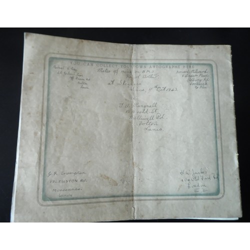 13 - WWII 17 paged Souvenir brochure of Butlins Skegness, DATED 11th October 1943 with names from the HMS... 
