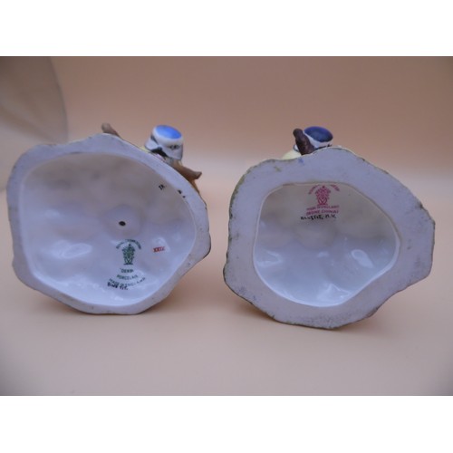 50 - Pair of Royal Crown Derby Porcelain 'Blue Tits' Marked on the bottom. Beautiful figurines. one bird ... 
