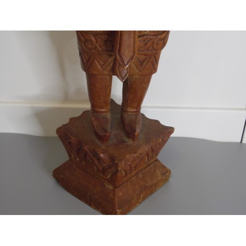 55 - Vinatge Hand carved Wooden statue known as a Theoppanom, a scared guardian angel figure from Thai my... 