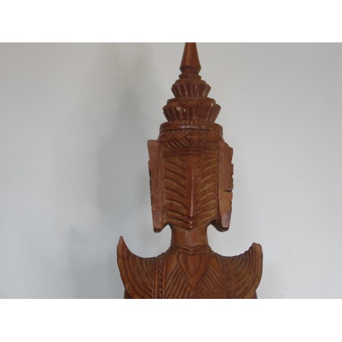 55 - Vinatge Hand carved Wooden statue known as a Theoppanom, a scared guardian angel figure from Thai my... 