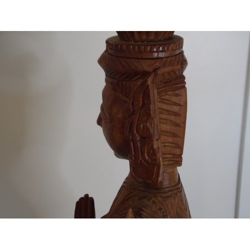 55 - Vinatge Hand carved Wooden statue known as a Theoppanom, a scared guardian angel figure from Thai my... 