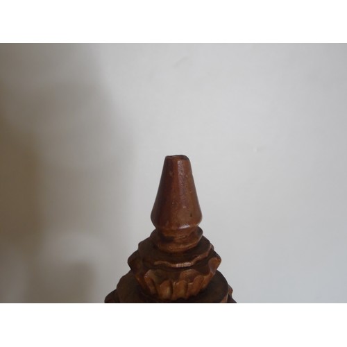 55 - Vinatge Hand carved Wooden statue known as a Theoppanom, a scared guardian angel figure from Thai my... 