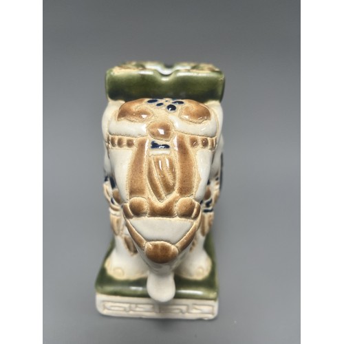 8 - Small Vintage Ceramic Elephant Figure Ashtray Holder. A ceramic elephant figure/holder, decorated in... 