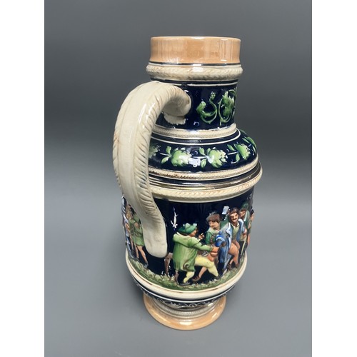 25 - A Large Historicist Polychrome Earthenware Ewer or Jug, Late 19th/Early 20th Century
A single histor... 