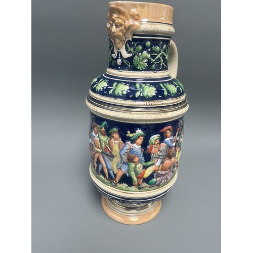 25 - A Large Historicist Polychrome Earthenware Ewer or Jug, Late 19th/Early 20th Century
A single histor... 