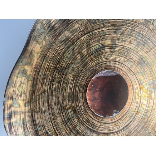 27 - A Pair of 20th Century Decorative Art Glass Objects Iridescent Bowl and Amber Textured Vase. A pair ... 