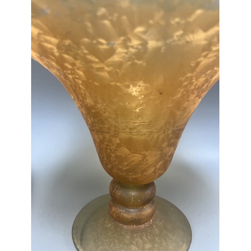 27 - A Pair of 20th Century Decorative Art Glass Objects Iridescent Bowl and Amber Textured Vase. A pair ... 