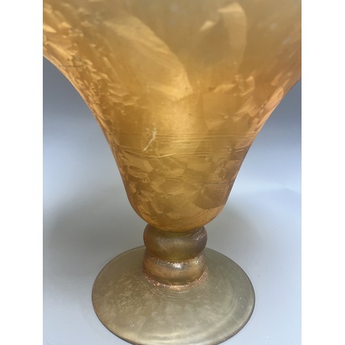 27 - A Pair of 20th Century Decorative Art Glass Objects Iridescent Bowl and Amber Textured Vase. A pair ... 