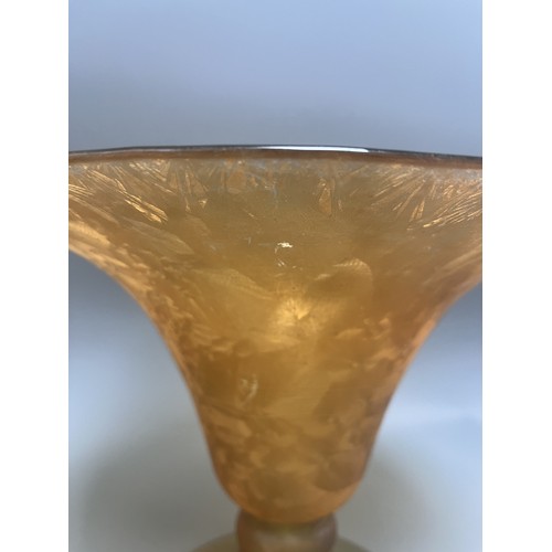27 - A Pair of 20th Century Decorative Art Glass Objects Iridescent Bowl and Amber Textured Vase. A pair ... 