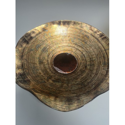 27 - A Pair of 20th Century Decorative Art Glass Objects Iridescent Bowl and Amber Textured Vase. A pair ... 