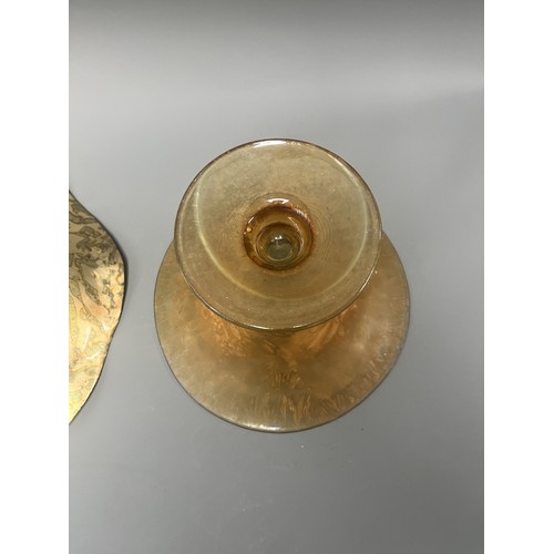 27 - A Pair of 20th Century Decorative Art Glass Objects Iridescent Bowl and Amber Textured Vase. A pair ... 
