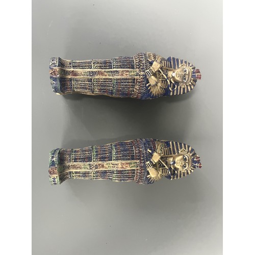 29 - A Pair of Egyptian Revival Painted Resin Anthropoid Sarcophagus Boxes. A pair of modern decorative l... 