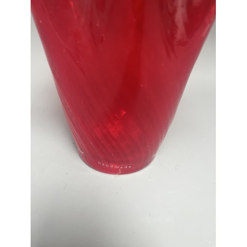 30 - LSA International Red Art Glass Trumpet Vase with Ruffled Rim.
A single contemporary art glass vesse... 