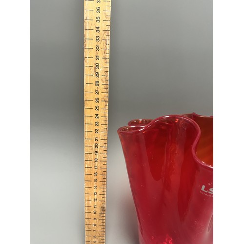 30 - LSA International Red Art Glass Trumpet Vase with Ruffled Rim.
A single contemporary art glass vesse... 