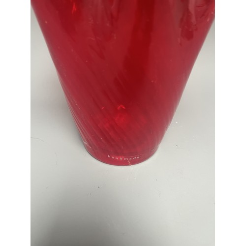 30 - LSA International Red Art Glass Trumpet Vase with Ruffled Rim.
A single contemporary art glass vesse... 