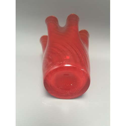 30 - LSA International Red Art Glass Trumpet Vase with Ruffled Rim.
A single contemporary art glass vesse... 