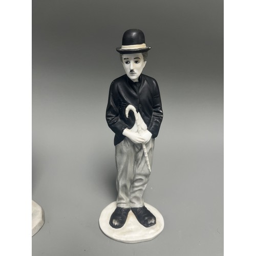 31 - A Pair of Mid-20th Century Ceramic Laurel and Charlie Chaplin Figurines. A pair of molded ceramic fi... 