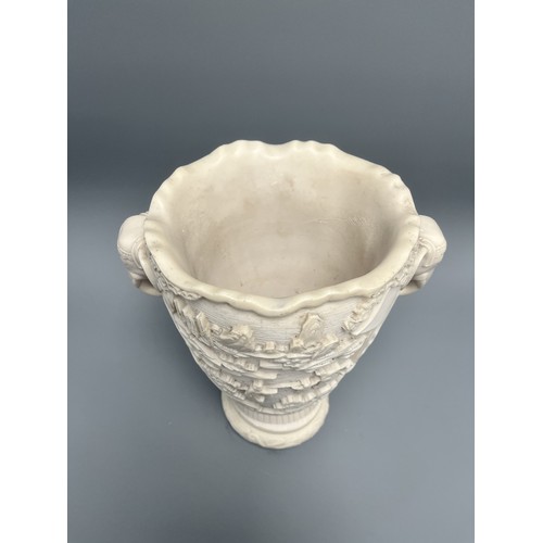 34 - A Large heavy Mid-Century Chinoiserie Faux Resin Vase with Elephant Head Handles. A single ornamenta... 