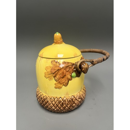 38 - A Burleigh Ware Earthenware Acorn Biscuit Barrel. A single glazed earthenware biscuit barrel  manufa... 