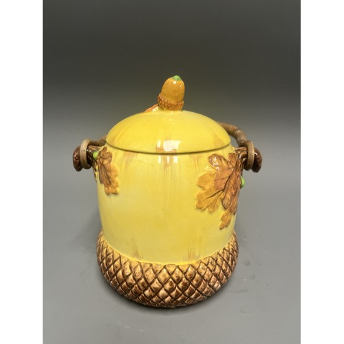 38 - A Burleigh Ware Earthenware Acorn Biscuit Barrel. A single glazed earthenware biscuit barrel  manufa... 