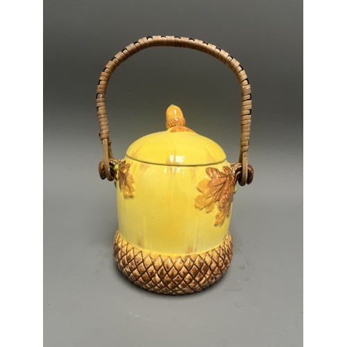 38 - A Burleigh Ware Earthenware Acorn Biscuit Barrel. A single glazed earthenware biscuit barrel  manufa... 