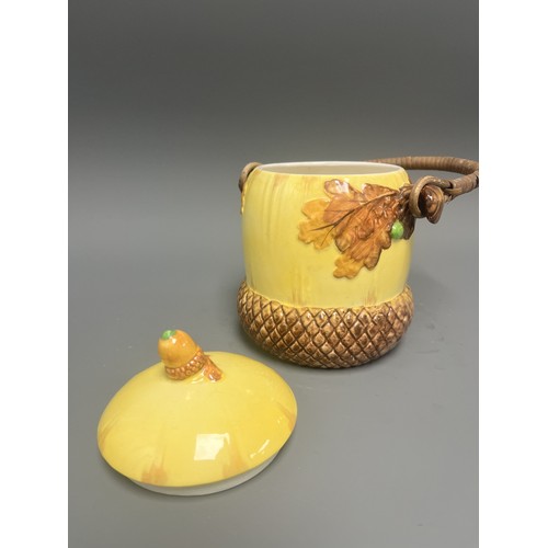38 - A Burleigh Ware Earthenware Acorn Biscuit Barrel. A single glazed earthenware biscuit barrel  manufa... 
