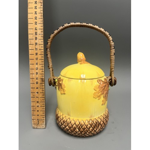 38 - A Burleigh Ware Earthenware Acorn Biscuit Barrel. A single glazed earthenware biscuit barrel  manufa... 