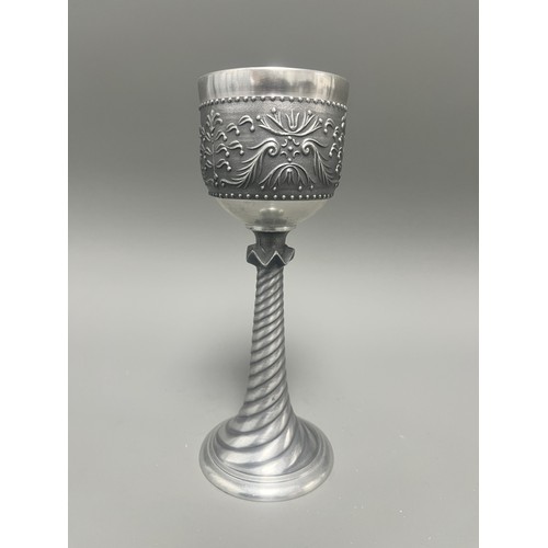 39 - German Goblet/Chalice with Twisted Stem and High-Relief Foliate Decoration. The bowl features a broa... 