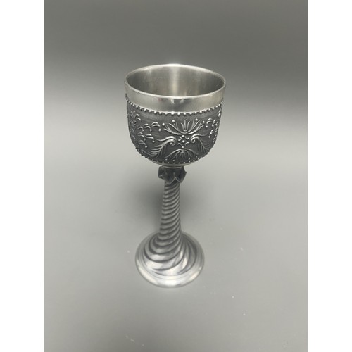 39 - German Goblet/Chalice with Twisted Stem and High-Relief Foliate Decoration. The bowl features a broa... 